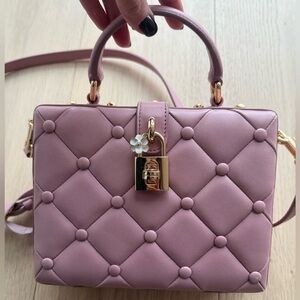 Dolce & Gabbana Quilted Pink Top-Handle Satchel with Gold Hardware